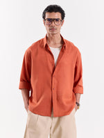 Load image into Gallery viewer, Rust Orange Linen Cropped Shirt