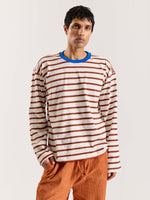 Load image into Gallery viewer, Rust Red Striped Loose Fit Cropped T-Shirt