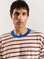 Load image into Gallery viewer, Rust Red Striped Loose Fit Cropped T-Shirt