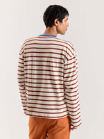 Load image into Gallery viewer, Rust Red Striped Loose Fit Cropped T-Shirt