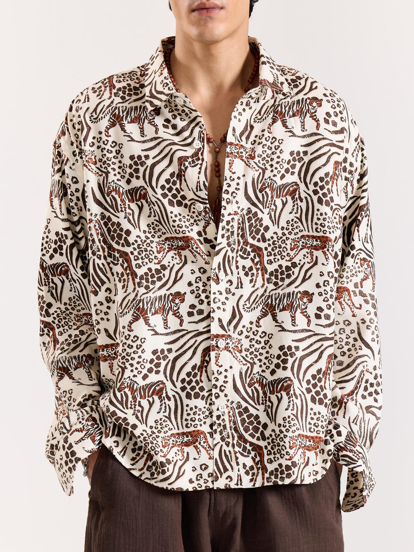 Vintage Safari Printed Shirt
