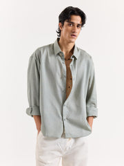 Sage Green Linen Cropped Shirt