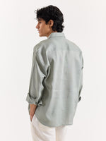 Load image into Gallery viewer, Sage Green Linen Cropped Shirt