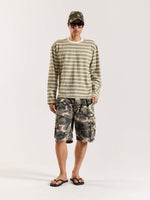 Load image into Gallery viewer, Sage Green Striped Loose Fit Cropped T-Shirt