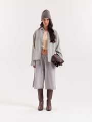 Sage Green & White Grid Checkered Cropped Shirt