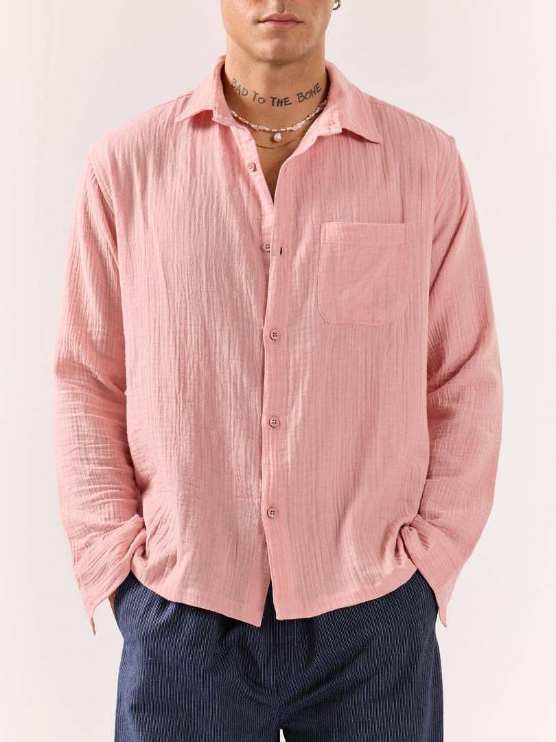 Salmon Pink Gauze Holiday Shirt ( Pre-Order )