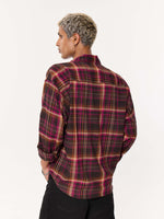 Load image into Gallery viewer, Sangria Seersucker Oversized Cropped Shirt