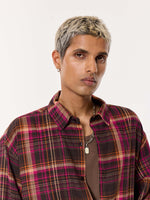 Load image into Gallery viewer, Sangria Seersucker Oversized Cropped Shirt