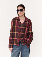 Load image into Gallery viewer, Sangria Seersucker Oversized Cropped Shirt