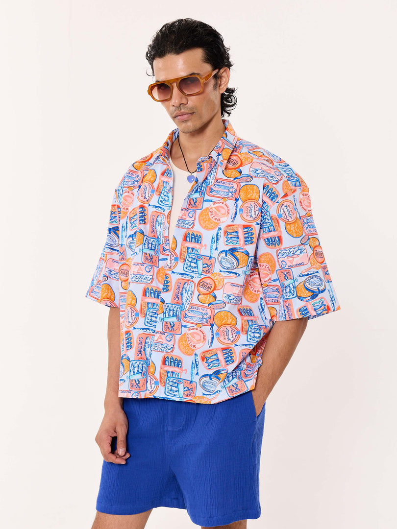 Sardine Club Printed Cropped Shirt