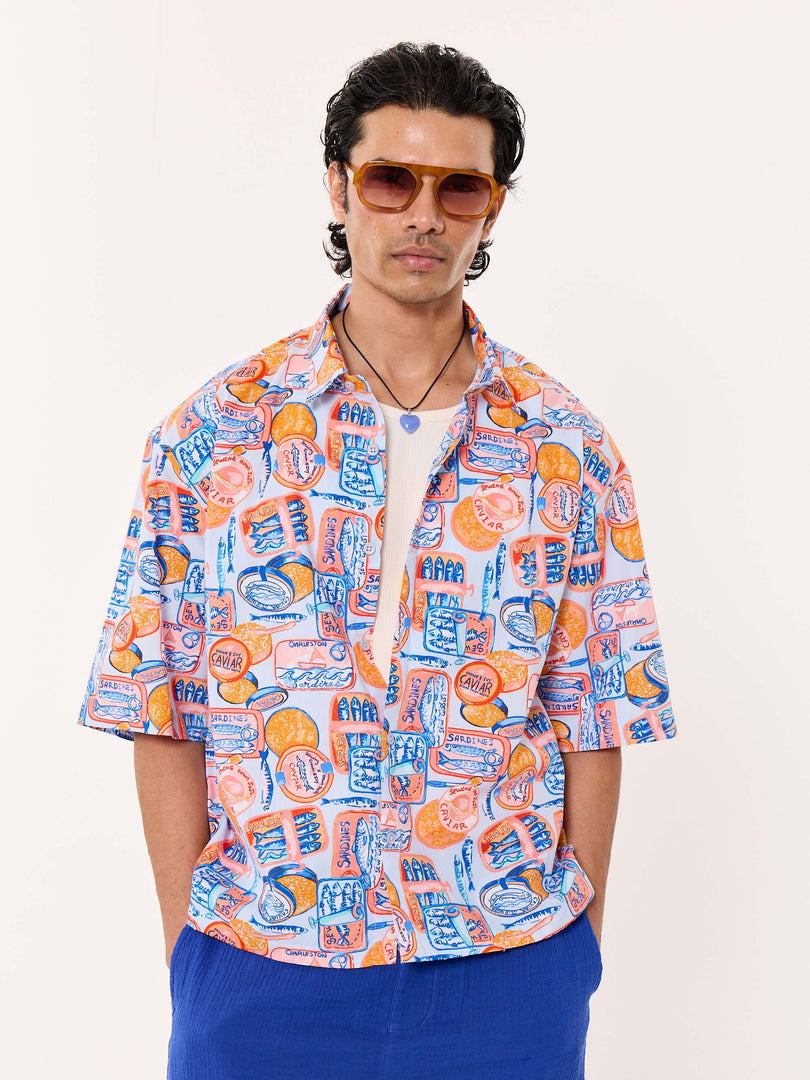 Sardine Club Printed Cropped Shirt