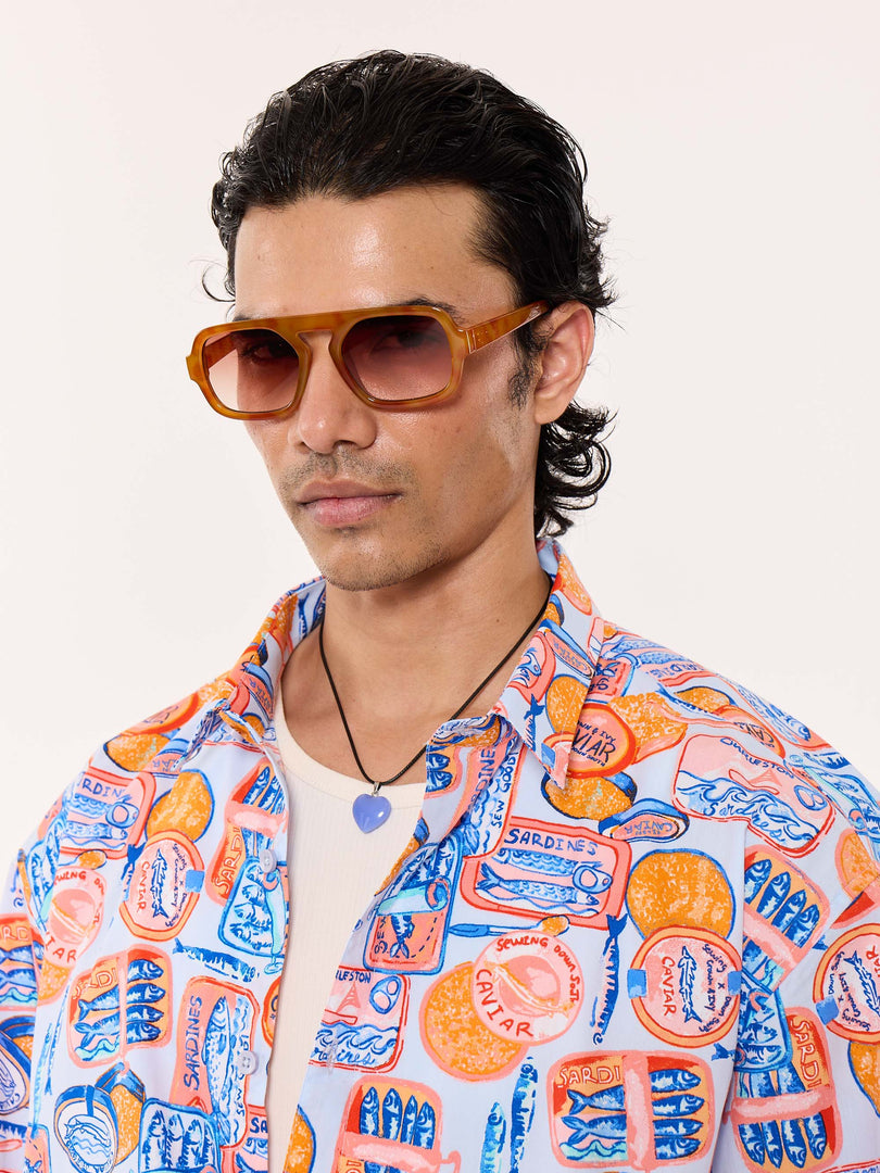 Sardine Club Printed Cropped Shirt