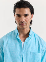 Load image into Gallery viewer, Sky Blue Chambray Linen Shirt