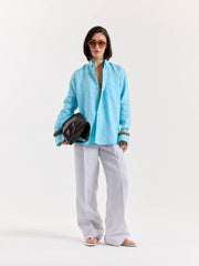 Sky Blue Chambray Linen Shirt