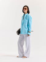 Load image into Gallery viewer, Sky Blue Chambray Linen Shirt