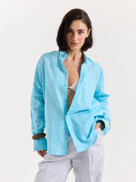 Load image into Gallery viewer, Sky Blue Chambray Linen Shirt