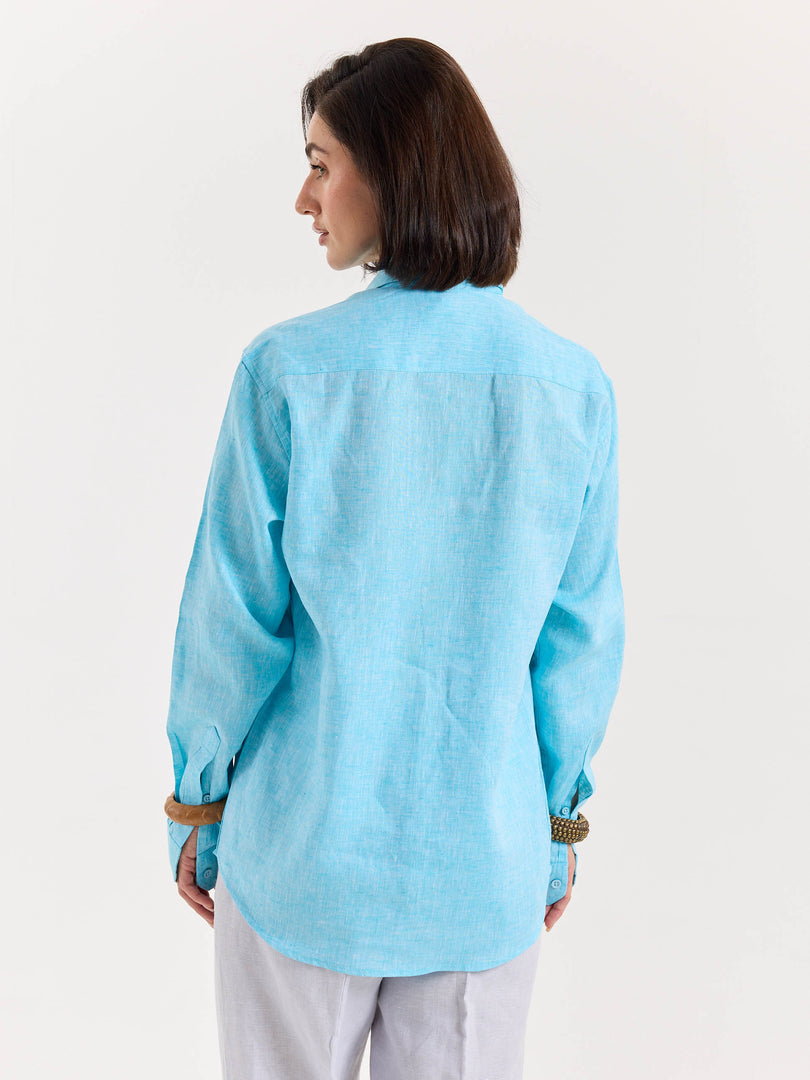 Sky Blue Chambray Linen Shirt