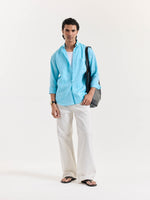 Load image into Gallery viewer, Sky Blue Chambray Linen Shirt