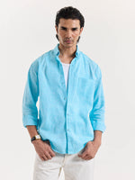 Load image into Gallery viewer, Sky Blue Chambray Linen Shirt
