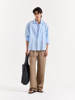 Load image into Gallery viewer, Sky Blue Linen Cropped Shirt