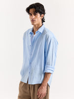 Load image into Gallery viewer, Sky Blue Linen Cropped Shirt