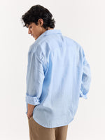 Load image into Gallery viewer, Sky Blue Linen Cropped Shirt