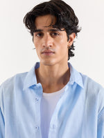 Load image into Gallery viewer, Sky Blue Linen Cropped Shirt