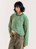 Load image into Gallery viewer, Sour Candy Striped Loose Fit Cropped T-Shirt
