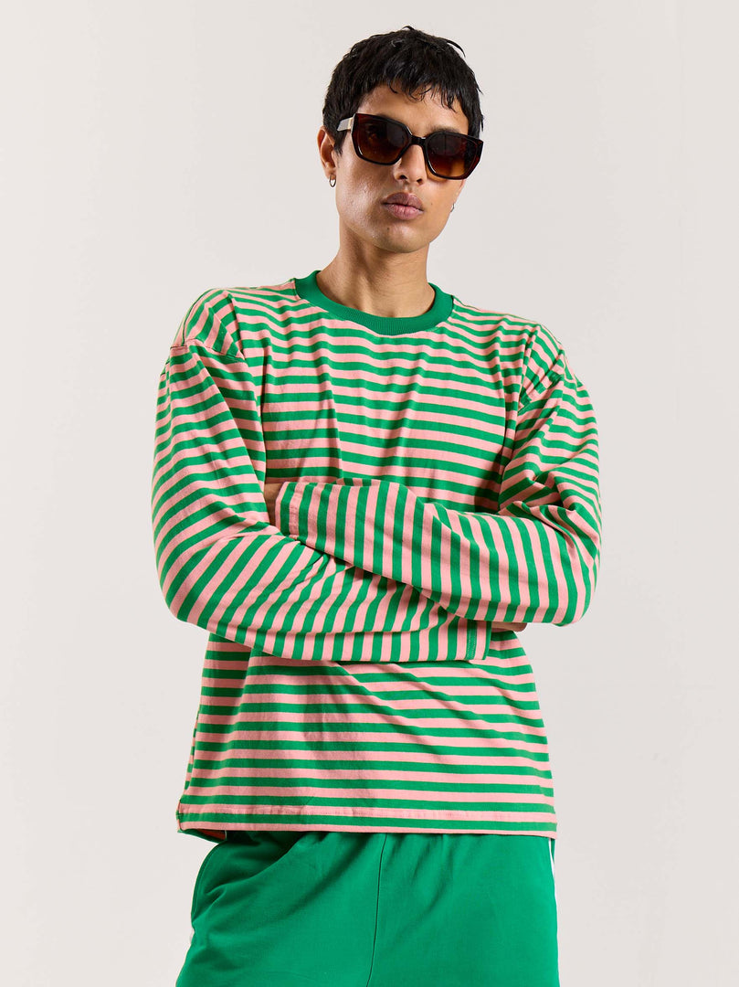 Sour Candy Striped Loose Fit Cropped T-Shirt