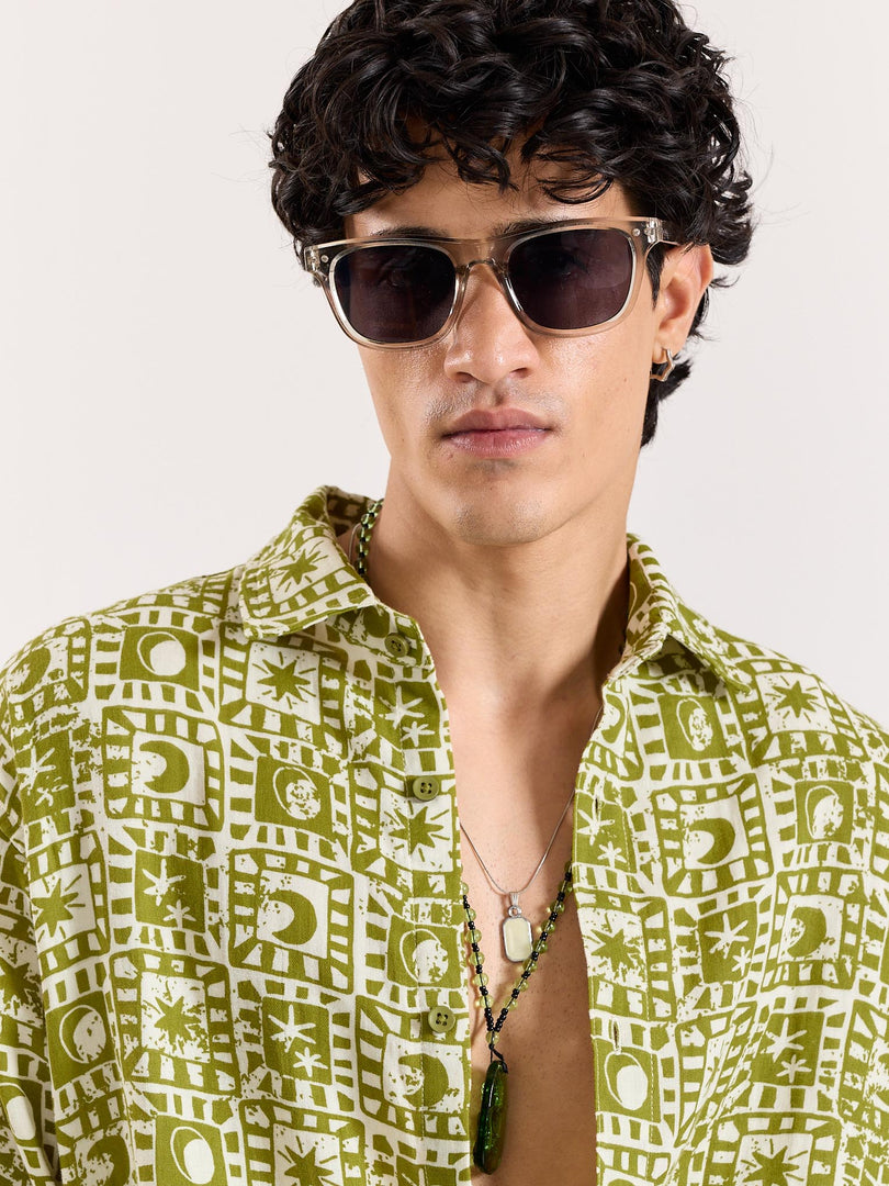 Olive Star Gazer Gauze Holiday Shirt