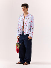 Strawberry Striped Gauze Holiday Shirt