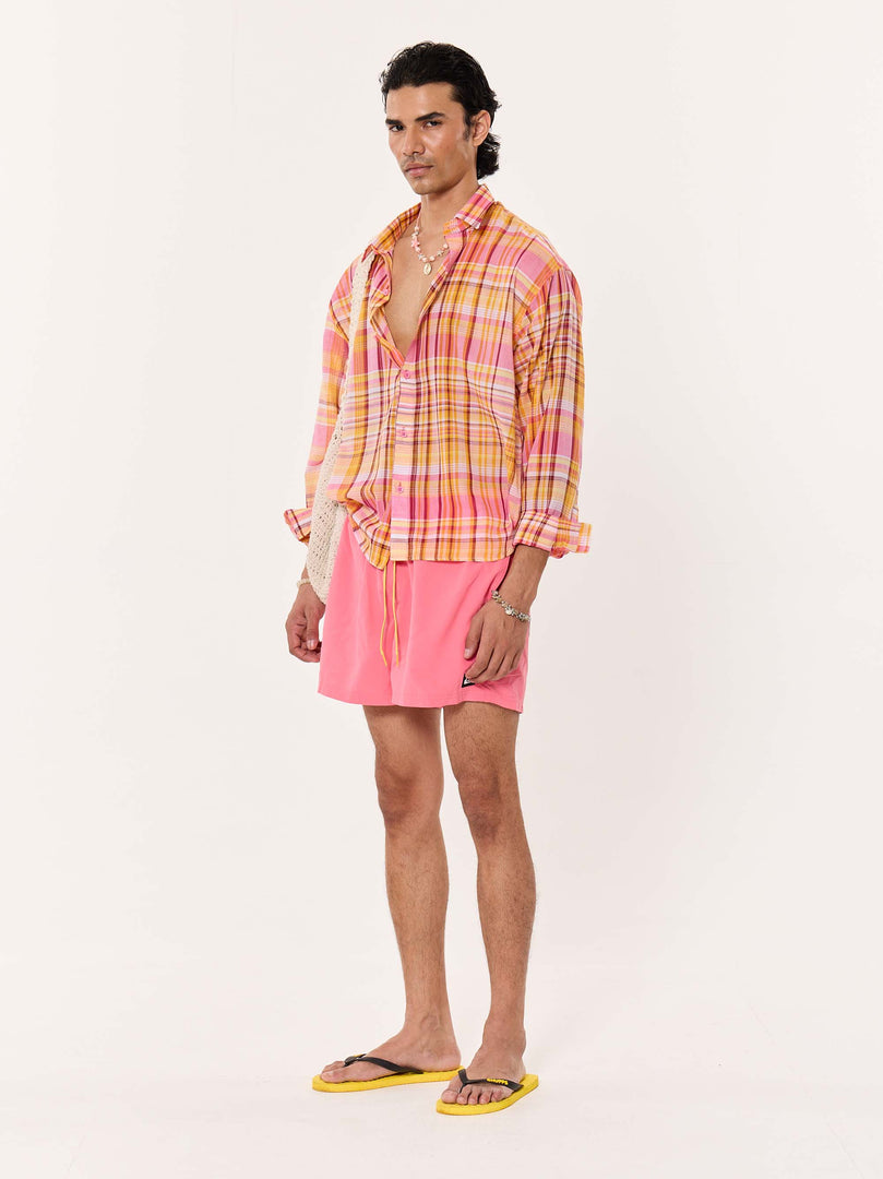 Sunset Madras Checks Cropped Shirt