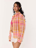 Load image into Gallery viewer, Sunset Madras Checks Cropped Shirt