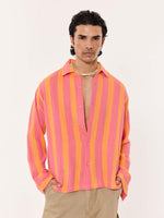 Load image into Gallery viewer, Sunset Striped Gauze Holiday Shirt