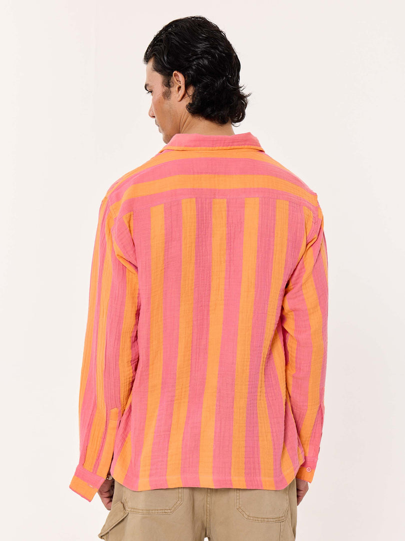 Sunset Striped Gauze Holiday Shirt