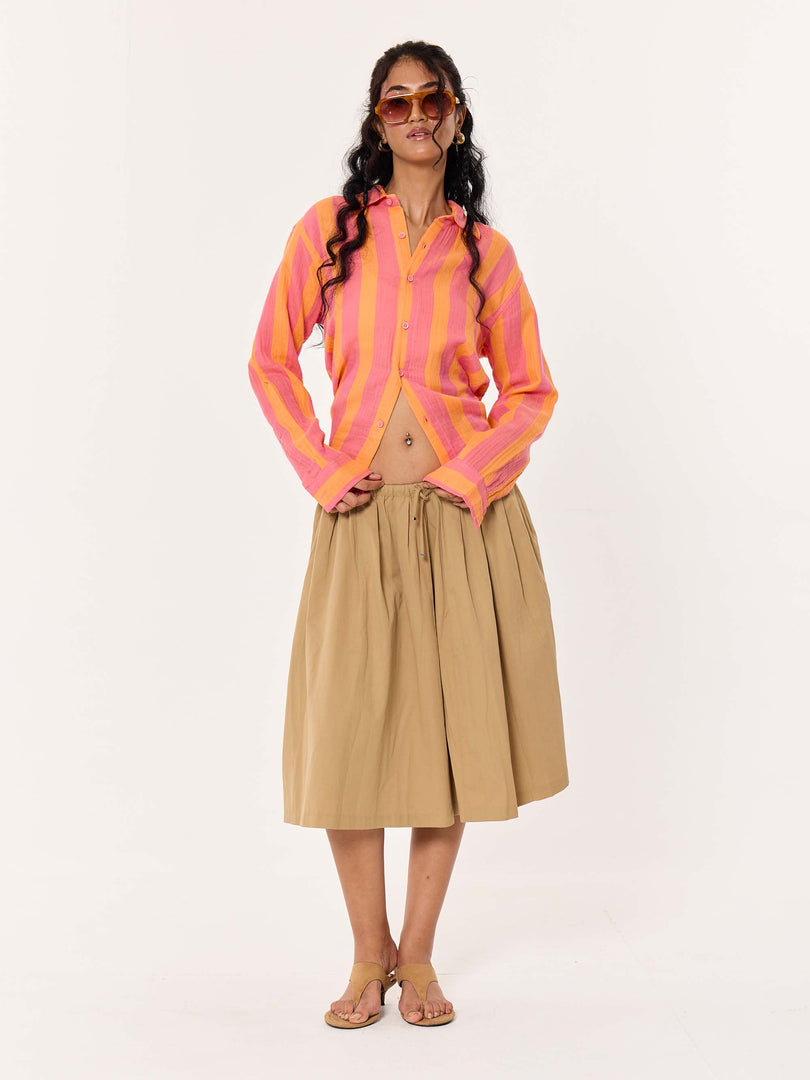Sunset Striped Gauze Holiday Shirt