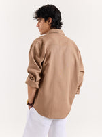 Load image into Gallery viewer, Tan Brown Linen Cropped Shirt