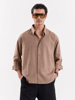 Load image into Gallery viewer, Taupe Linen Cropped Shirt