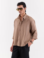Load image into Gallery viewer, Taupe Linen Cropped Shirt