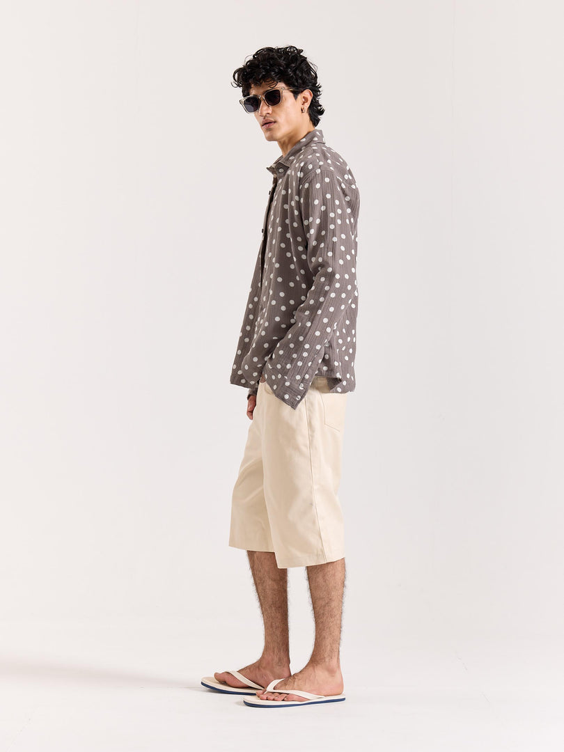 Taupe Polka Dot Gauze Holiday Shirt