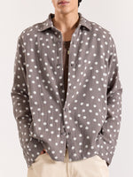 Load image into Gallery viewer, Taupe Polka Dot Gauze Holiday Shirt