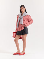 Load image into Gallery viewer, Tomato Red Gingham Checked Cropped Poplin Shirt