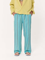 Load image into Gallery viewer, Turquoise Striped Pull-on Pants