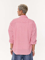 Load image into Gallery viewer, Vibrant Red Checkered Oversized Cropped Shirt