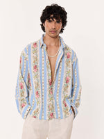 Load image into Gallery viewer, Vintage Floral Striped Cropped Shirt