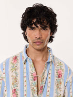 Load image into Gallery viewer, Vintage Floral Striped Cropped Shirt