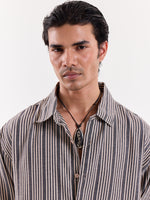 Load image into Gallery viewer, Grey Weaver Striped Cropped Shirt