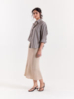 Load image into Gallery viewer, Grey Weaver Striped Cropped Shirt
