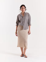 Load image into Gallery viewer, Grey Weaver Striped Cropped Shirt