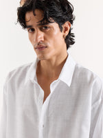 Load image into Gallery viewer, White Linen Cropped Shirt